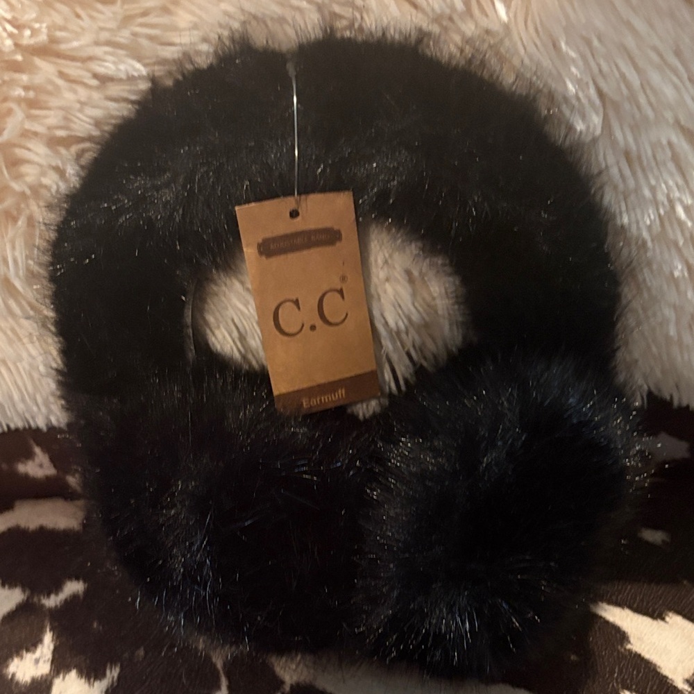 C.C Luxurious Black Faux Fur Earmuffs